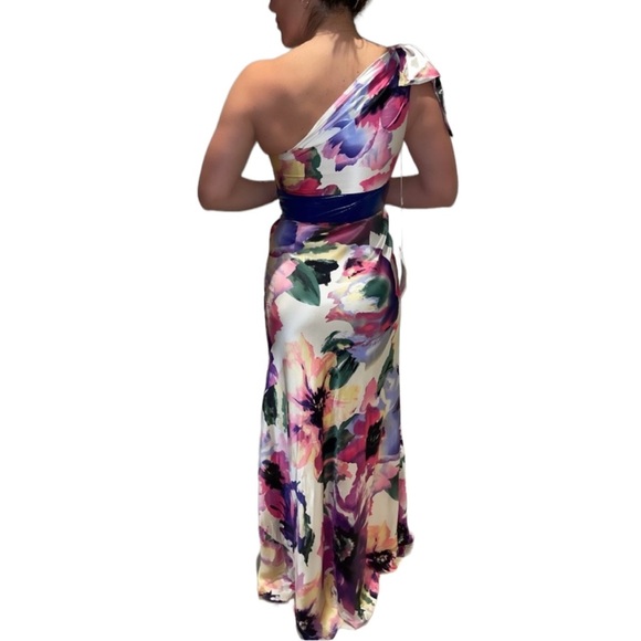 Jovani One Shoulder Floral Gown - Picture 2 of 9